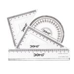 DOMS Skoolmate Mathematical Drawing Instrumet Set | 15 cm Scale | Protractor | Set Square 45° | Set Square 60°