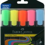 Faber-Castell Fine Textliner/Highlighter - Pack of 5 (Assorted)