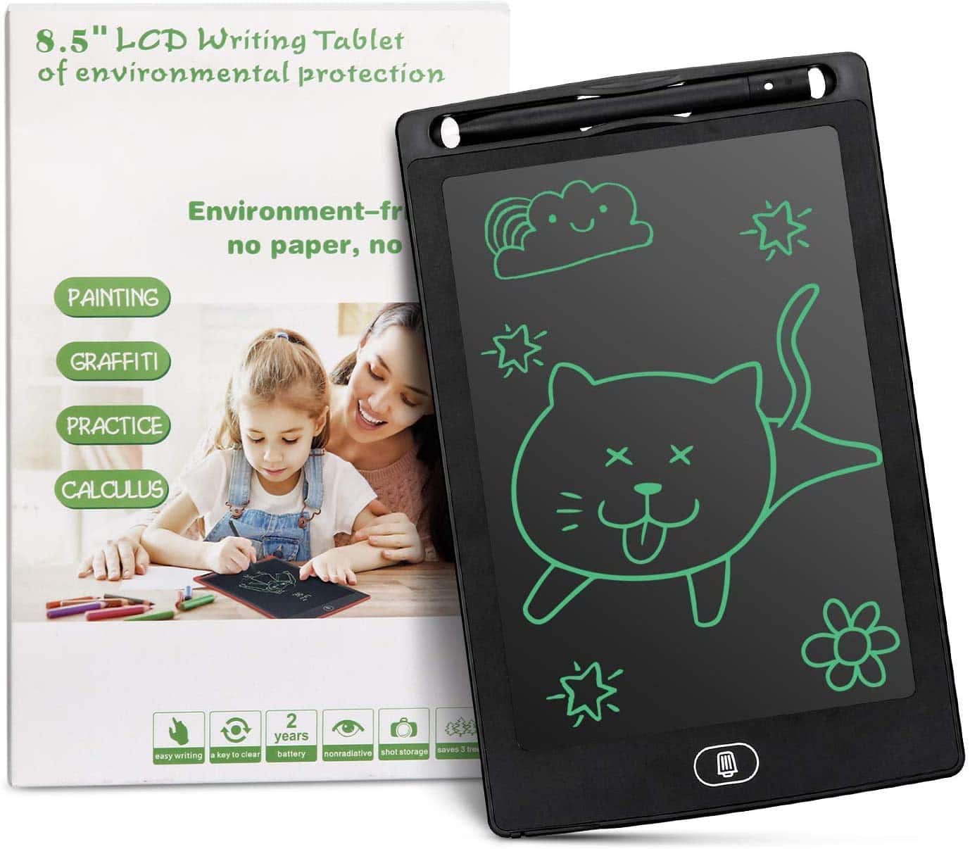 Larkumio Tavoletta Grafica LCD 8.5” Per Bambini – Writing Tablet Colorato Con Stilo, Magneti E Pulsante Cancella, Gioco Educativo In Blu