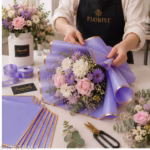 10 Pcs purple Bouquet Wrapping Paper 58x58cm with Gold Border | Waterproof Flower Wrapping Sheets for Florists & Gift Packing - Image 4