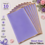 10 Pcs purple Bouquet Wrapping Paper 58x58cm with Gold Border | Waterproof Flower Wrapping Sheets for Florists & Gift Packing - Image 2