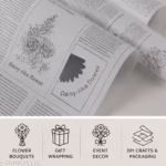 Newspaper Style Bouquet Wrapping Paper | 10 Sheets | 58x58 cm | Gift Wrapping Sheets - Image 4