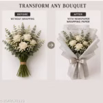 Newspaper Style Bouquet Wrapping Paper | 10 Sheets | 58x58 cm | Gift Wrapping Sheets - Image 3